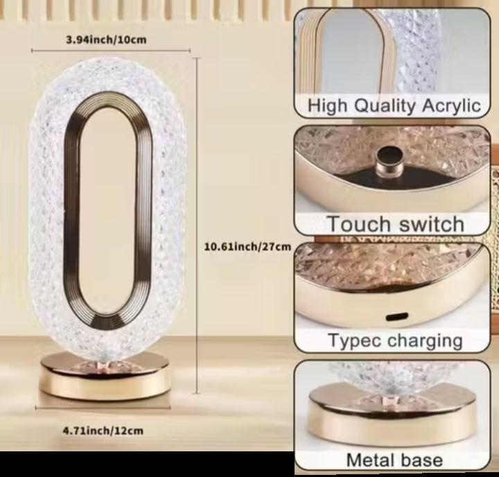 Oval Crystal Table Lamp